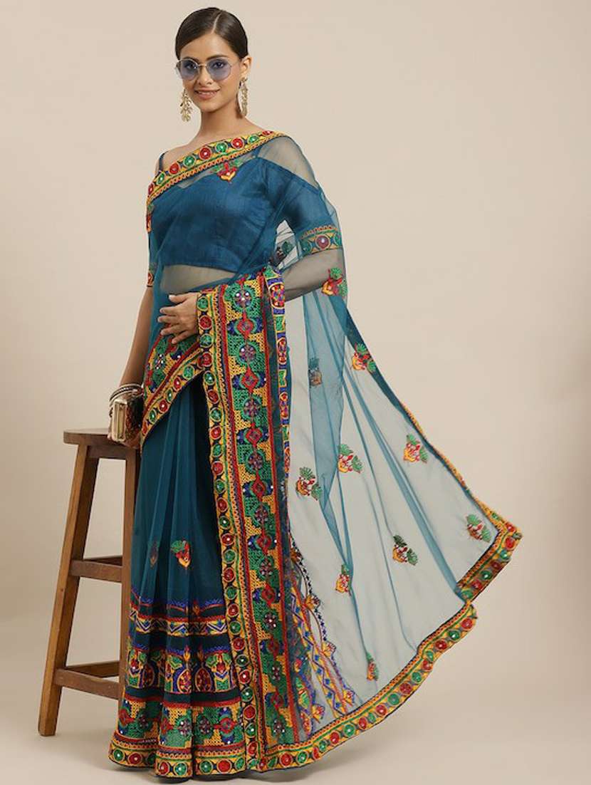 women's embroidered saree with blouse