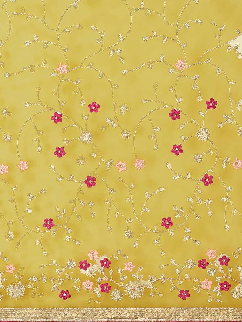 yellow embroidery and stone work with blouse - 19473382 - Standard Image - 4
