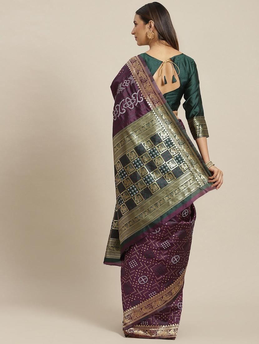 purple bandhani saree with blouse - 19473405 -  Standard Image - 1