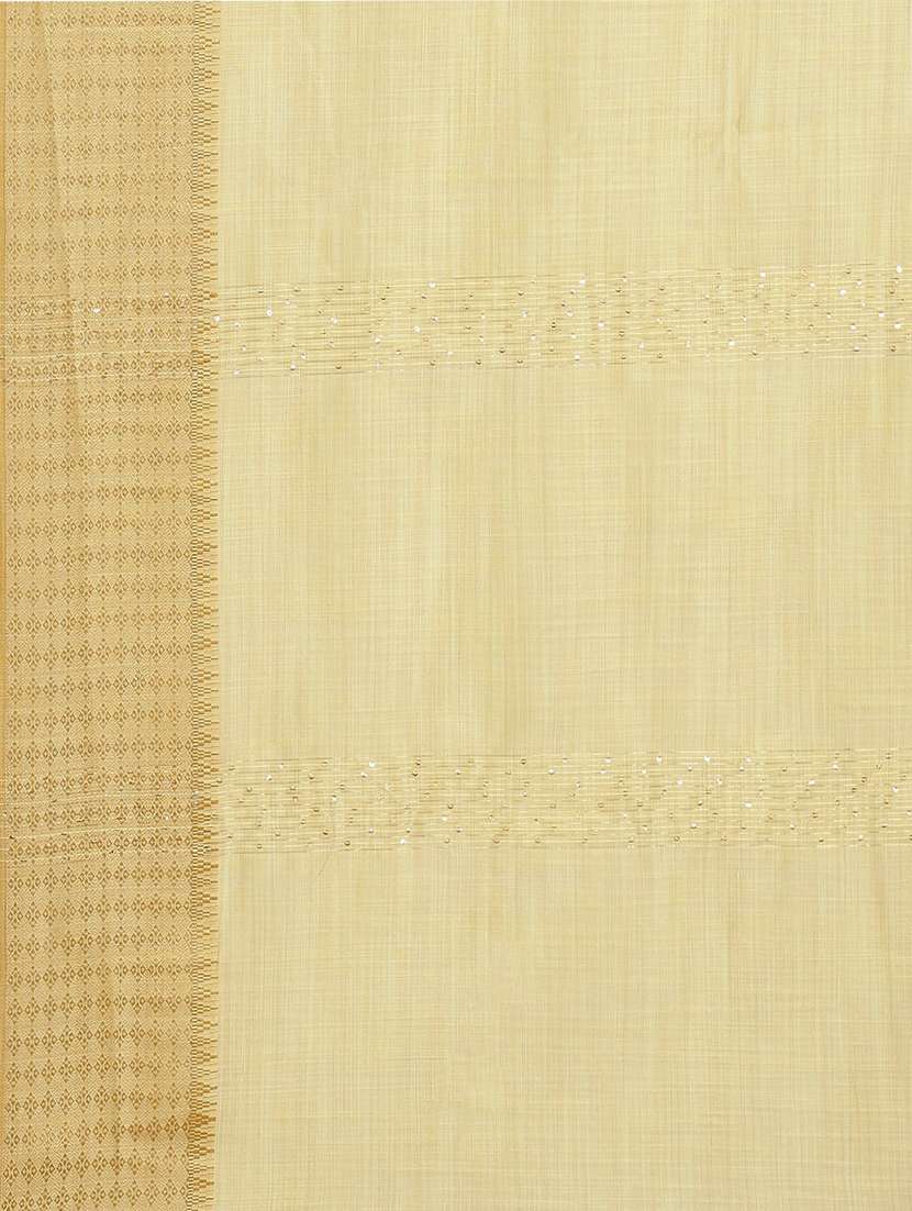 yellow cotton silk linen blend sequins work saree with blouse - 19473464 -  Standard Image - 4