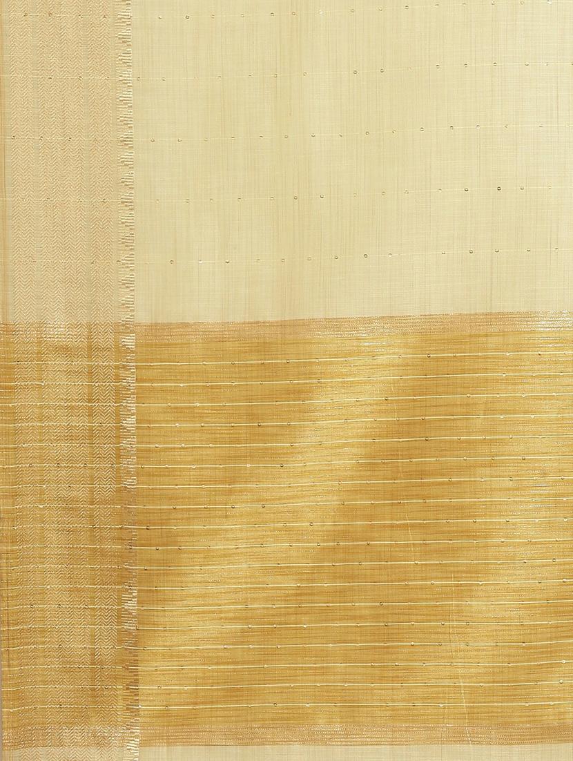 yellow cotton linen blend sequins work saree with blouse - 19473472 - Standard Image - 4