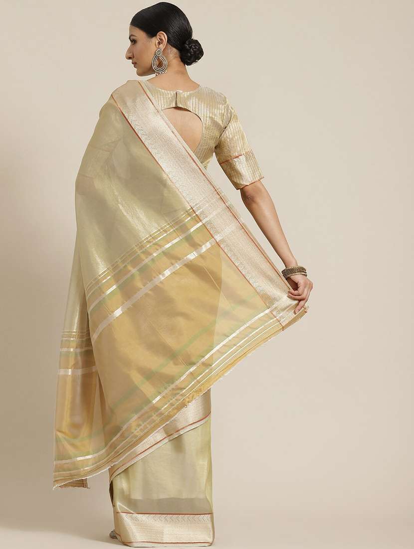 women's self design beige colored saree with blouse - 19473477 -  Standard Image - 1