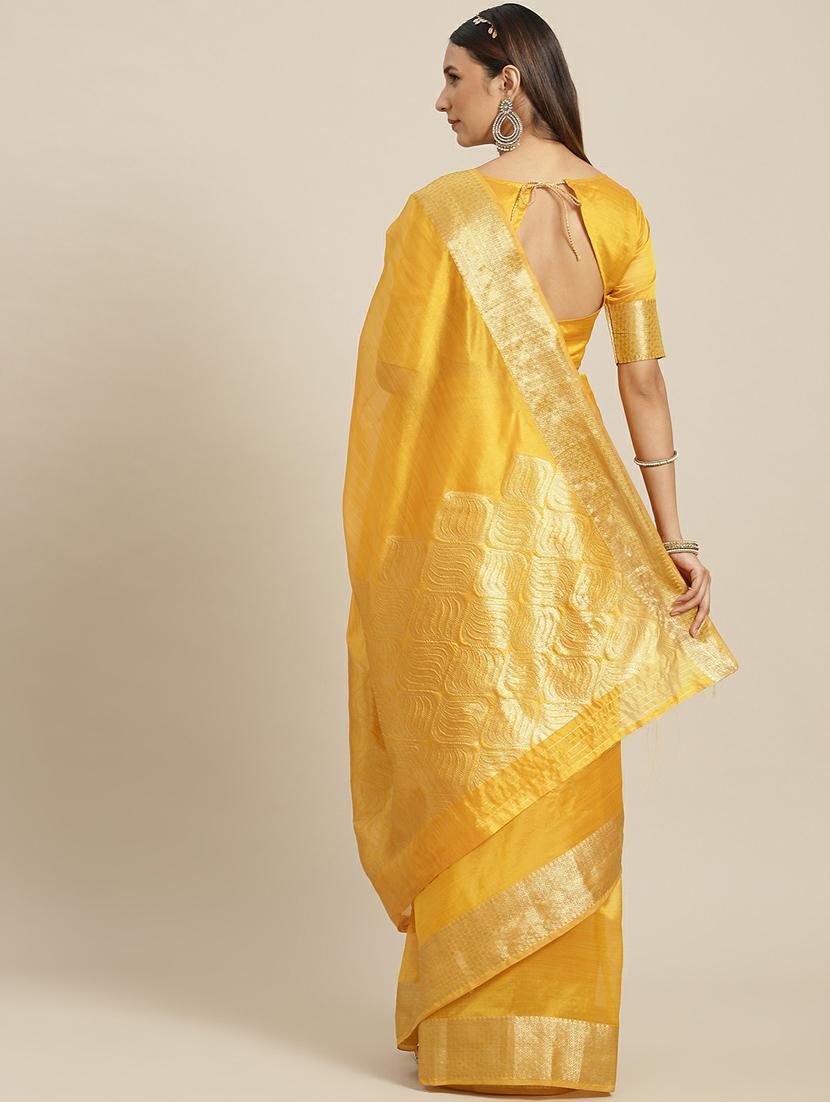 yellow organza zari saree with blouse - 19473496 - Standard Image - 1