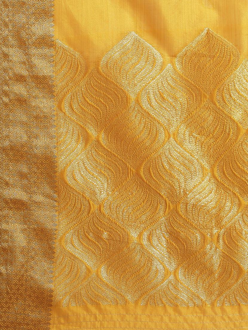 yellow organza zari saree with blouse - 19473496 - Standard Image - 4