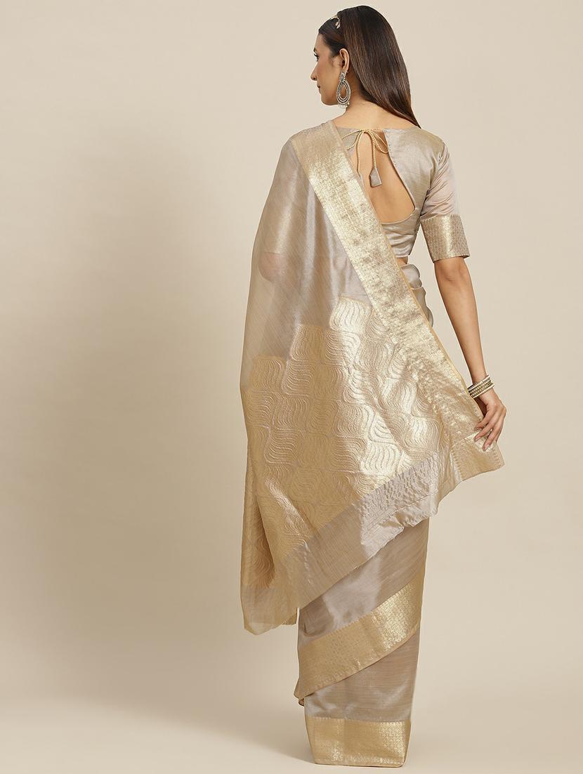 grey organza zari saree with blouse - 19473497 -  Standard Image - 1