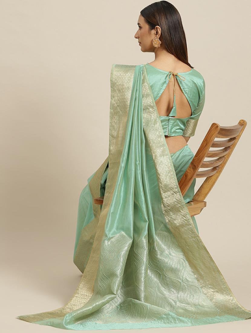 green organza zari saree with blouse - 19473498 - Standard Image - 1