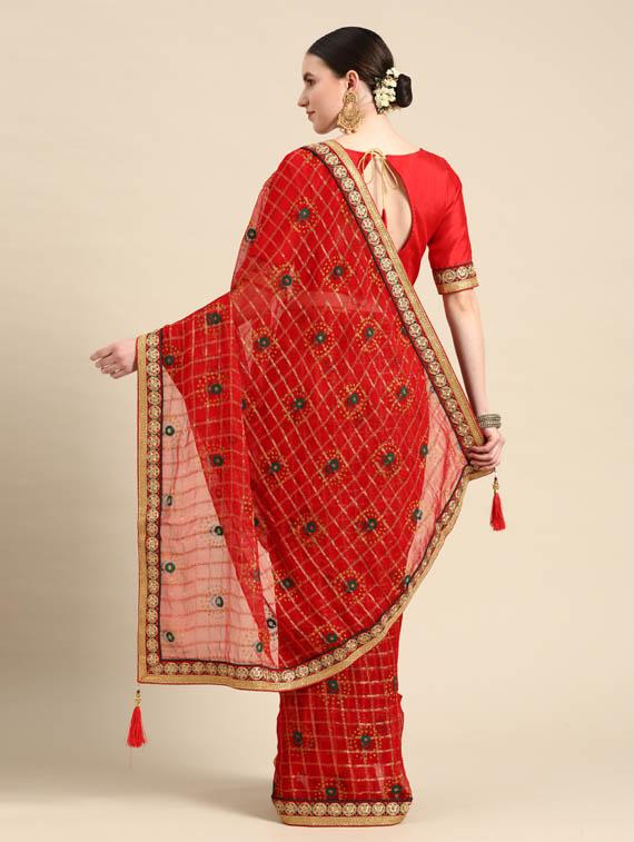 self design georgette saree with blouse - 19473564 - Standard Image - 1