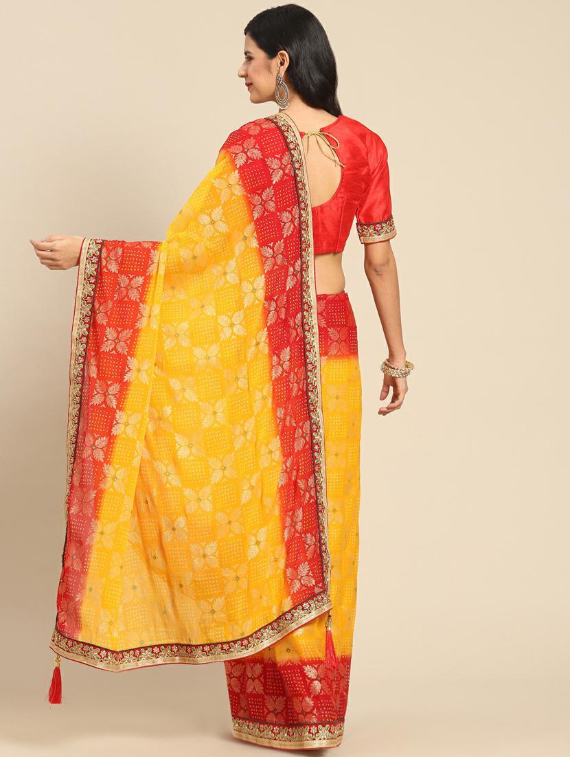 self design printed saree with blouse - 19473573 -  Standard Image - 1