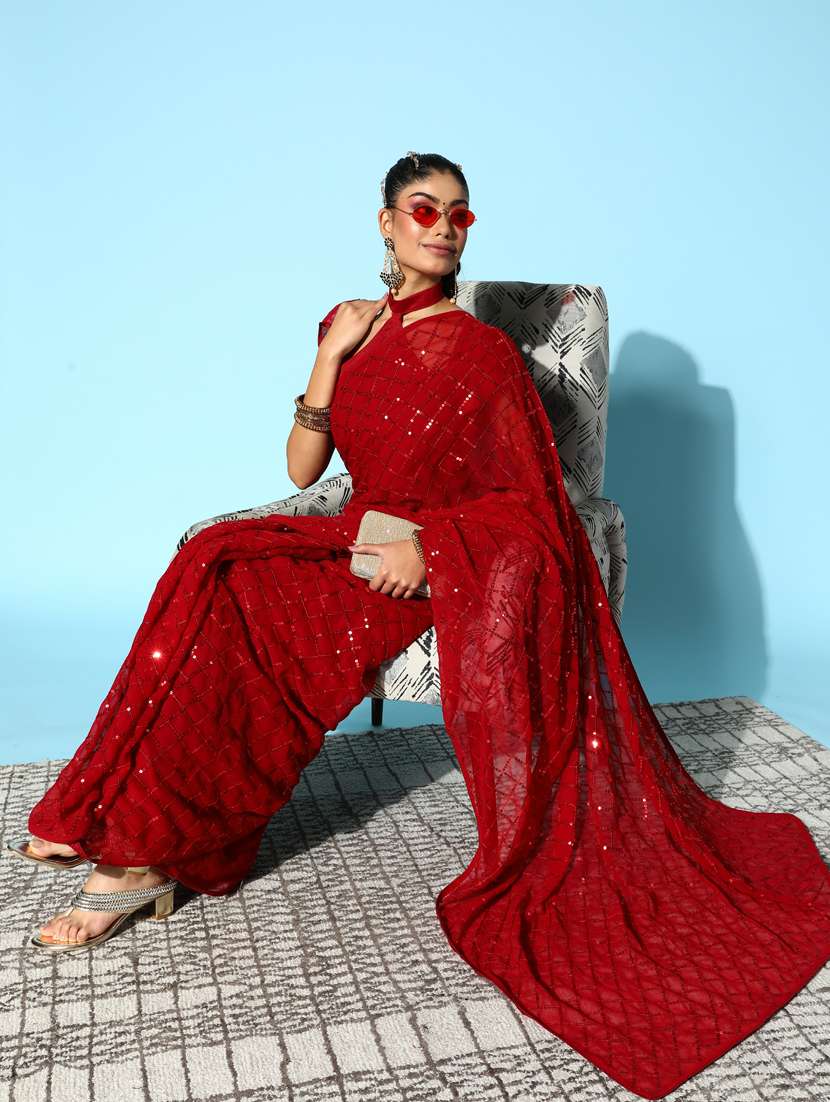 women's embroidered saree with blouse - 19473602 -  Standard Image - 1