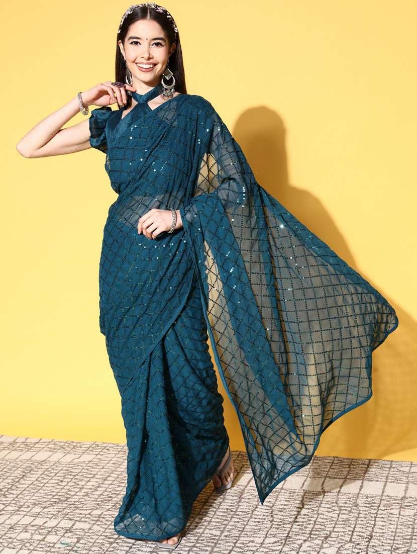 women's embroidered saree with blouse