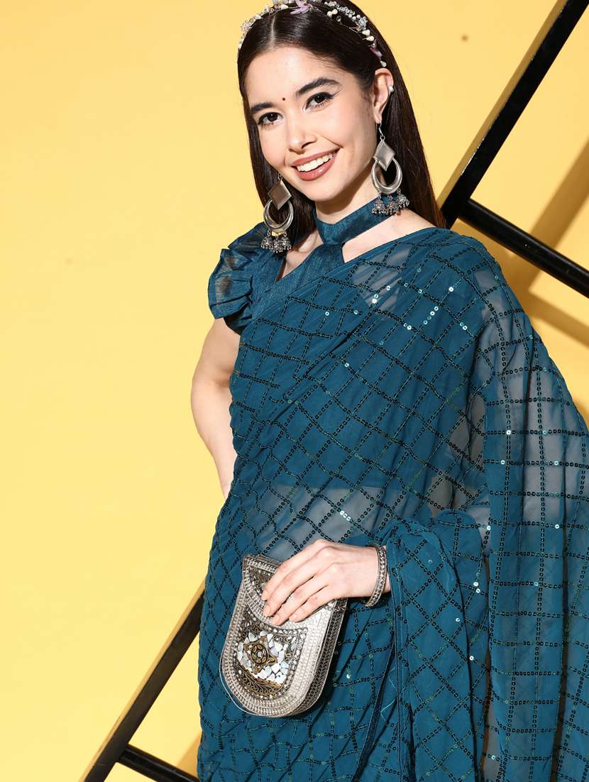 women's embroidered saree with blouse - 19473603 -  Standard Image - 4