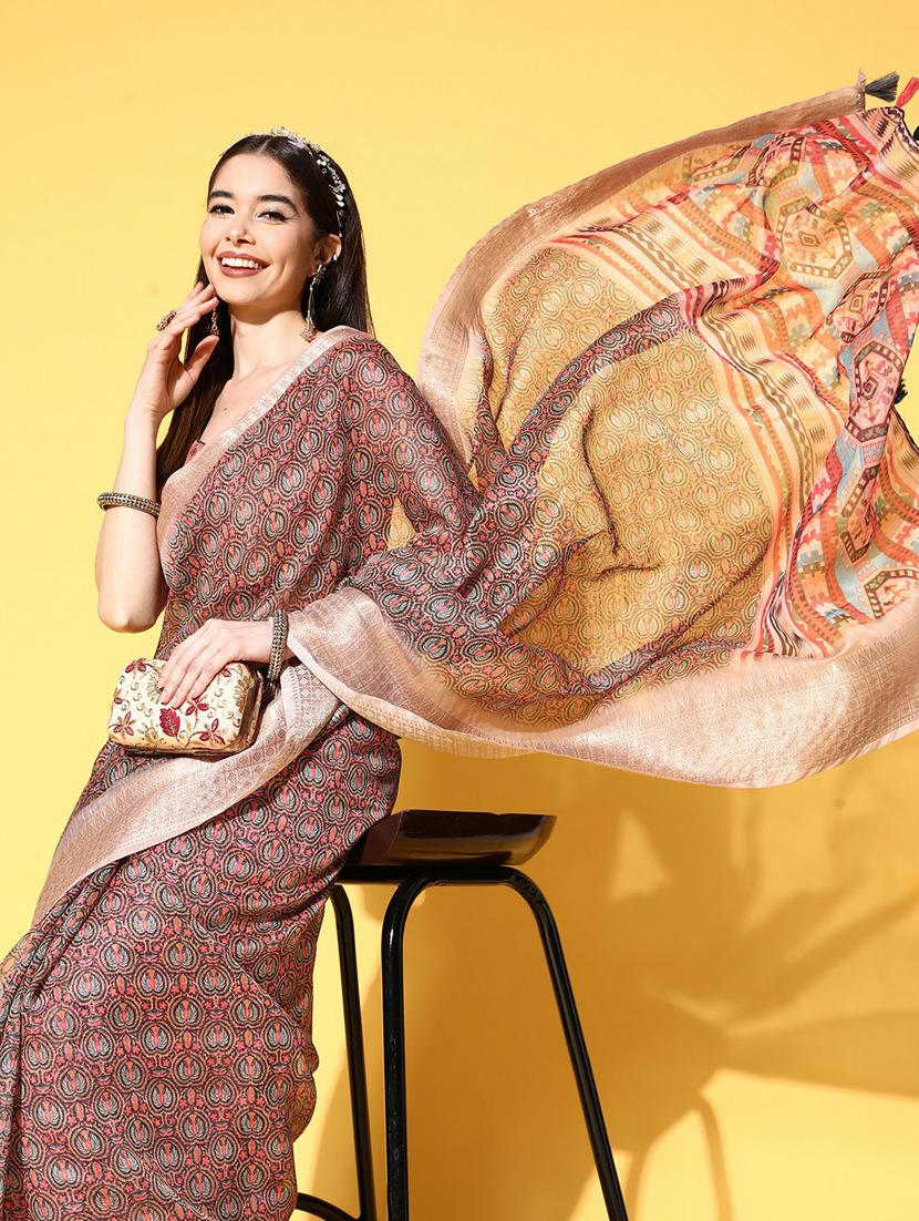 self design printed saree - 19473609 - Standard Image - 4