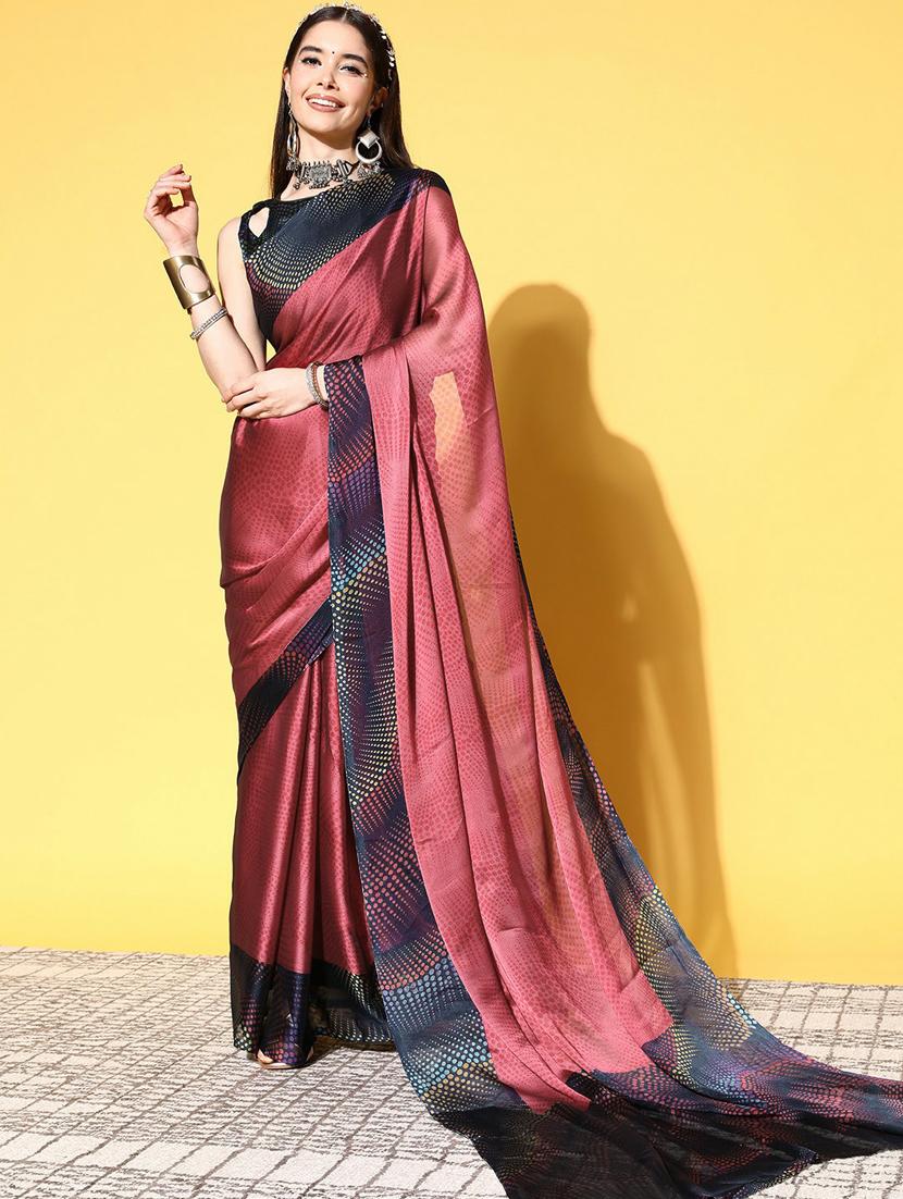 self design printed saree with blouse - 19473618 - Standard Image - 1