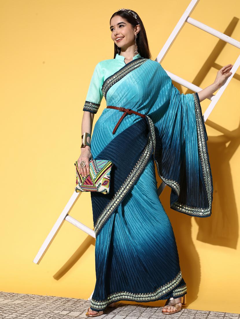 ombre bordered sarees with blouse - 19473625 -  Zoom Image - 0
