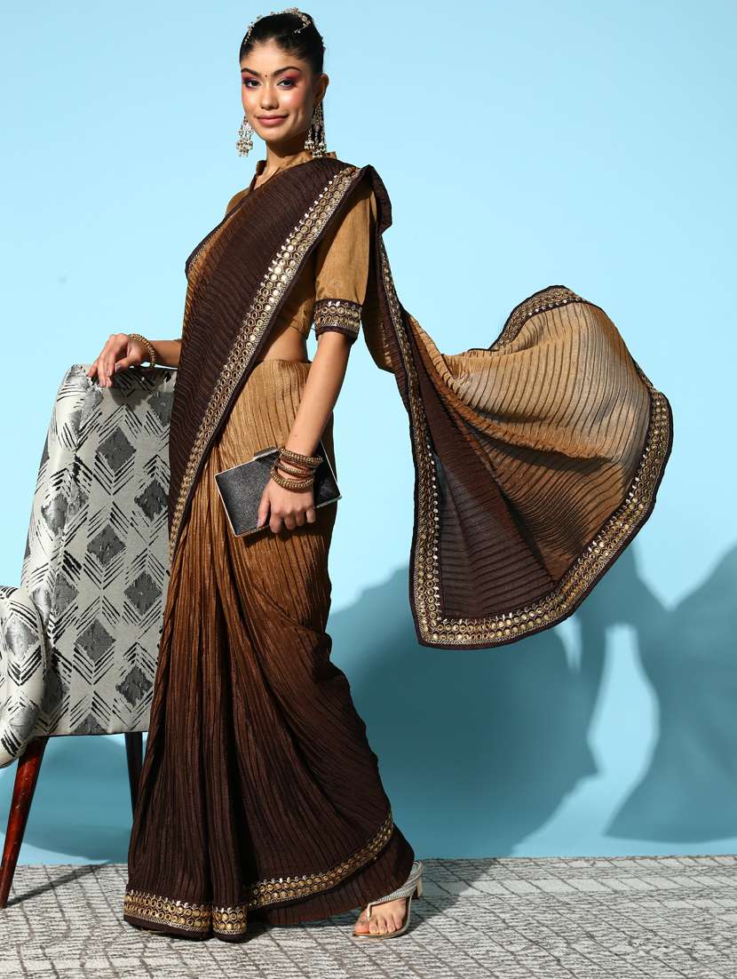 self design plain sarees with blouse - 19473626 -  Standard Image - 1