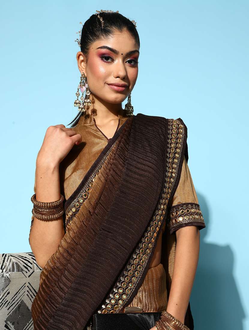 self design plain sarees with blouse - 19473626 -  Standard Image - 4