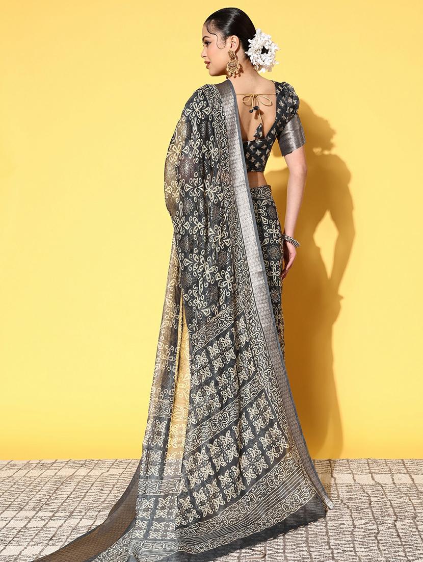 self design florals printed saree - 19473645 -  Standard Image - 1