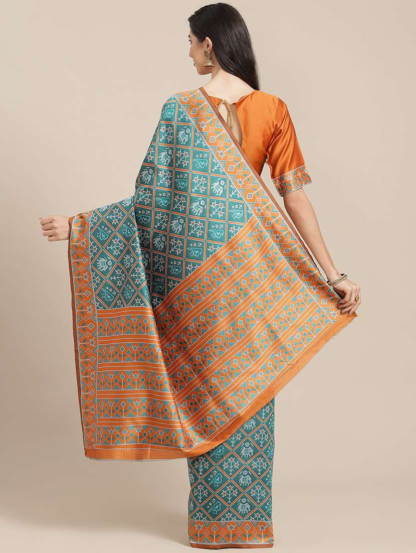 women's self design turquoise colored saree with blouse - 19473653 -  Standard Image - 1