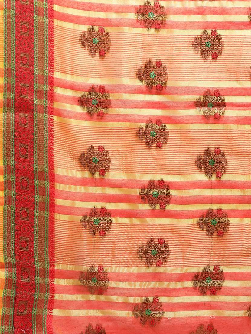 women's self design peach colored saree with blouse - 19473670 -  Standard Image - 4