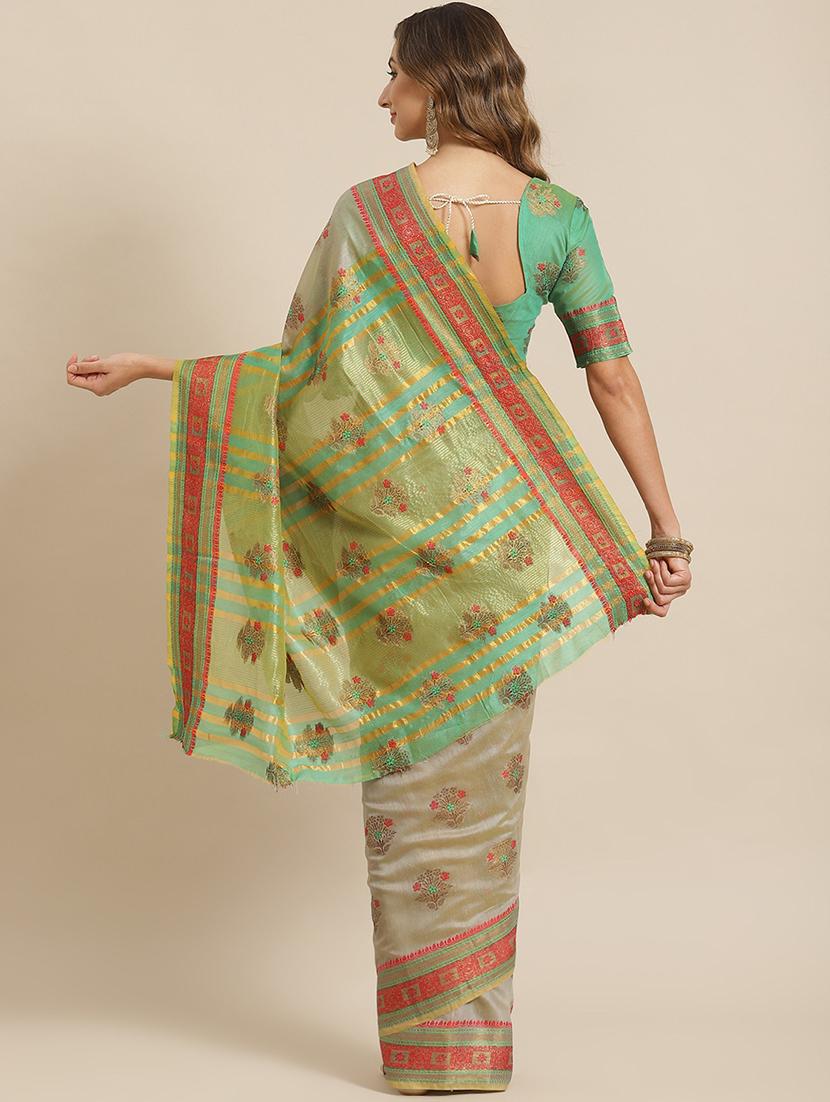 women's self design grey colored saree with blouse - 19473672 - Standard Image - 1