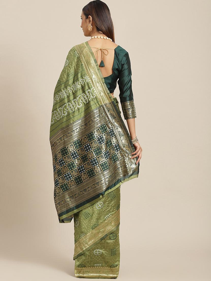 women's bandhani light green colored saree - 19473701 - Standard Image - 1