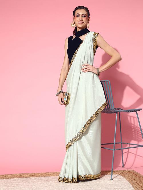 women's self design white colored saree with blouse - 19473703 - Standard Image - 0