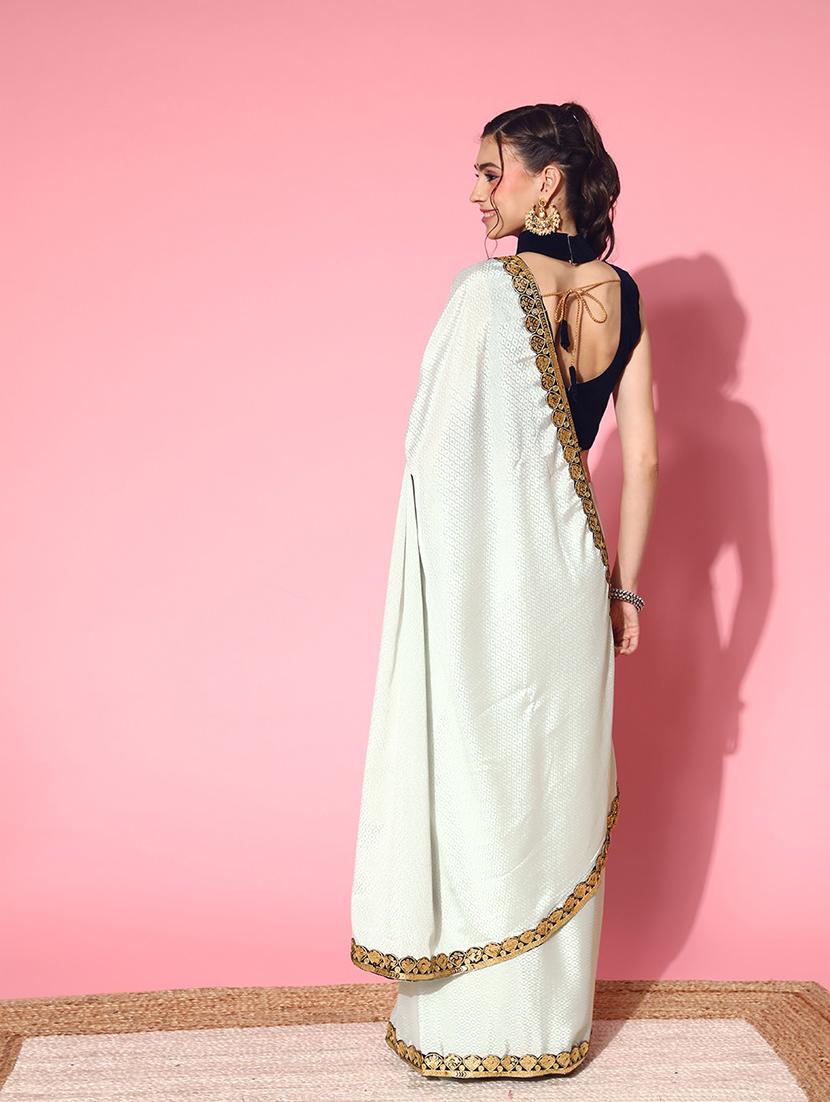 women's self design white colored saree with blouse - 19473703 - Standard Image - 1