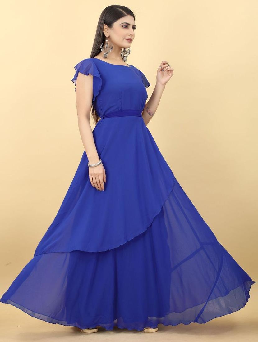 blue solid maxi dress - 19473798 - Standard Image - 1