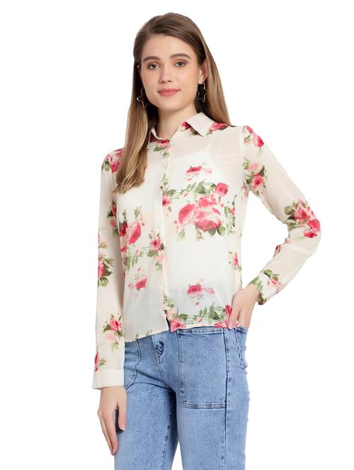 long sleeved floral print regular shirt - 19474560 -  Standard Image - 0