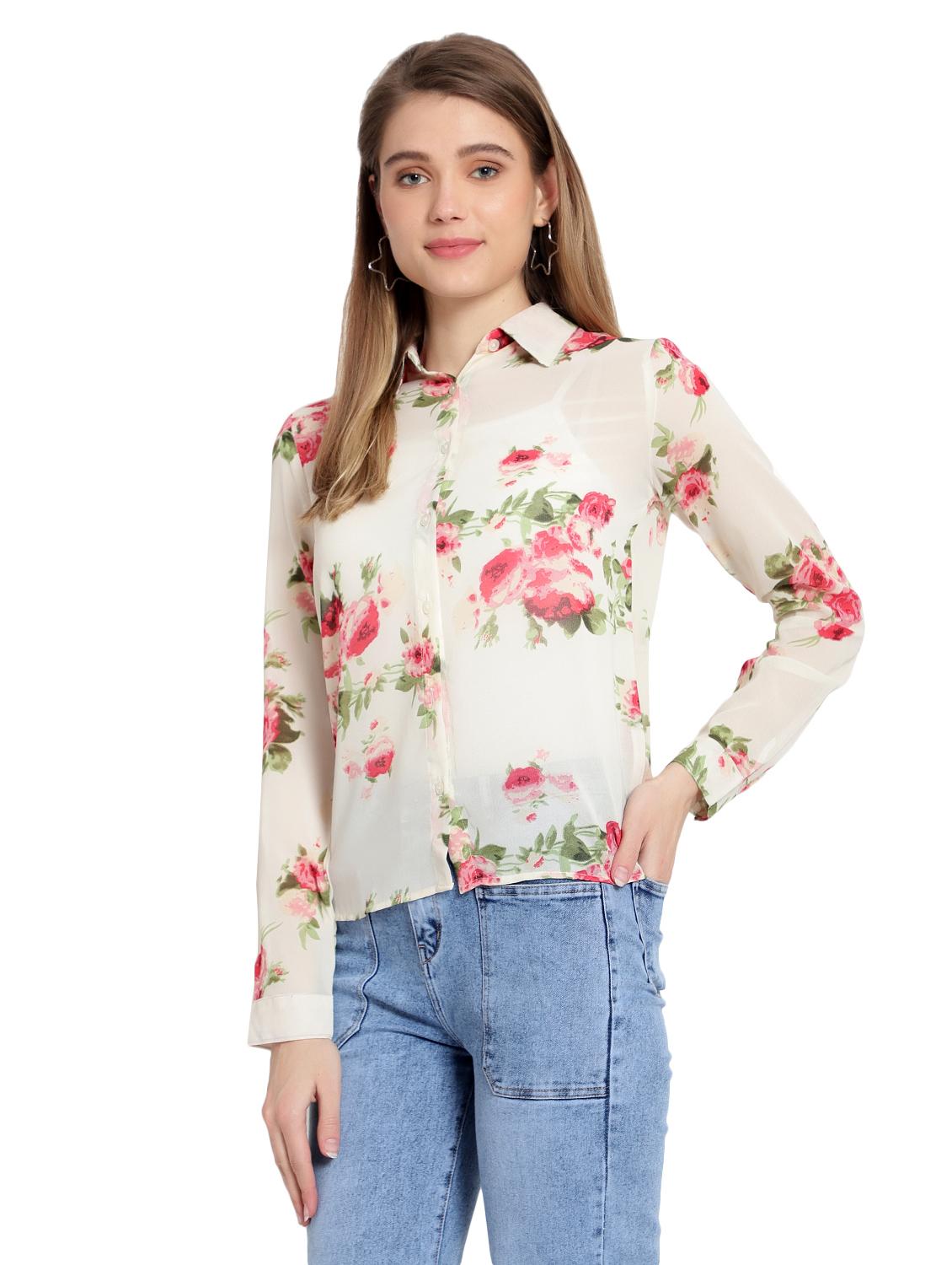 long sleeved floral print regular shirt - 19474560 -  Zoom Image - 0