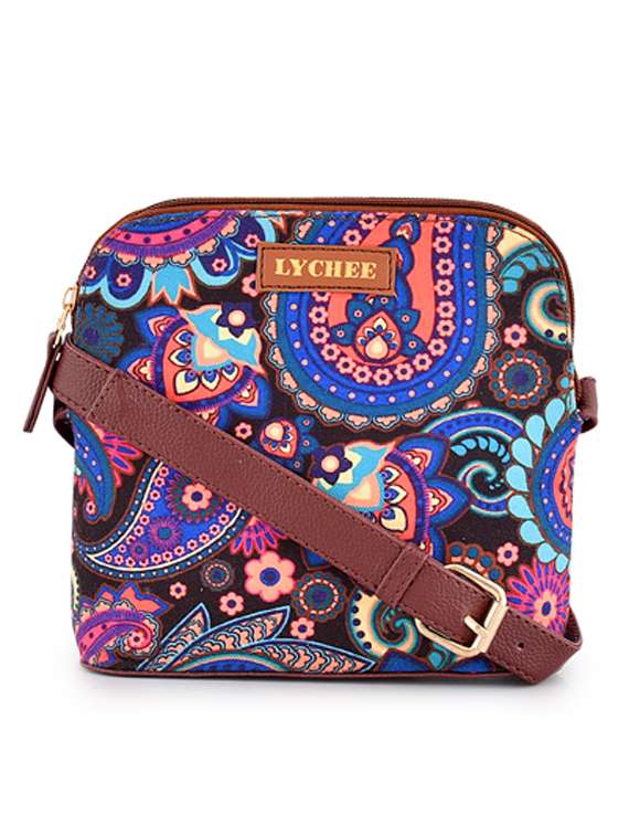 blue canvas sling bag