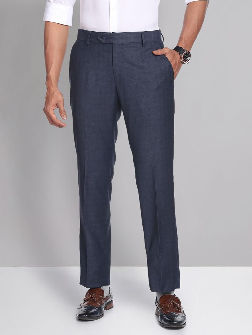 checks terry rayon flat front formal trousers 
