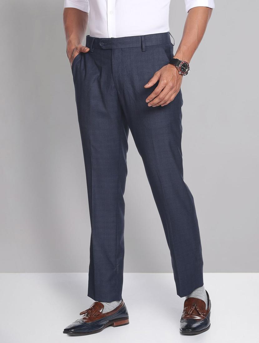 checks terry rayon flat front formal trousers - 19474619 - Standard Image - 1