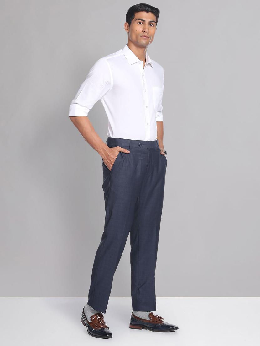 checks terry rayon flat front formal trousers - 19474619 - Standard Image - 4