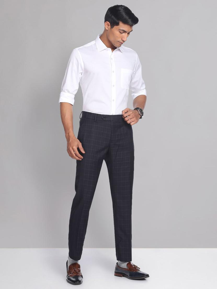 checks terry rayon flat front formal trousers - 19474621 - Standard Image - 4