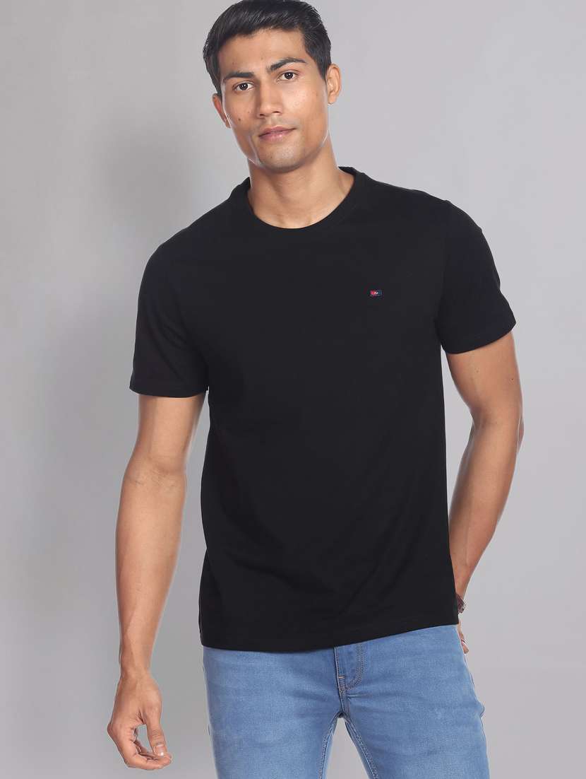 men solids round neck t-shirts