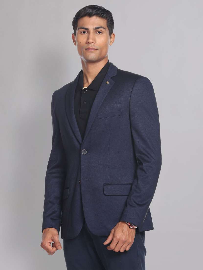 self design terry rayon formal blazer - 19475040 -  Standard Image - 1