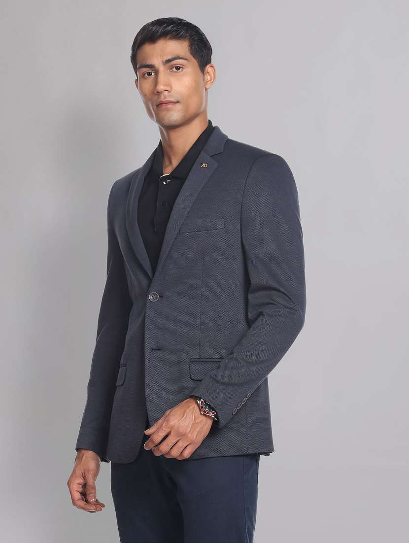 self design terry rayon formal blazer - 19475042 -  Standard Image - 1