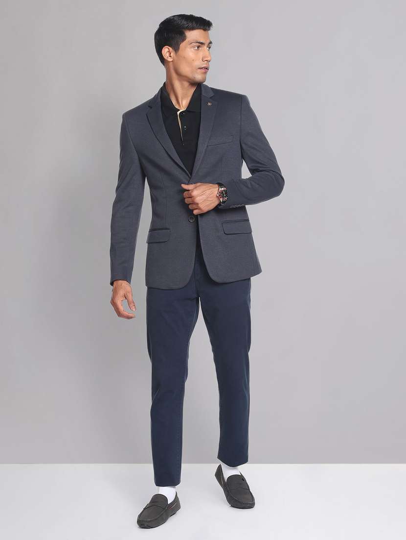 self design terry rayon formal blazer - 19475042 -  Standard Image - 4