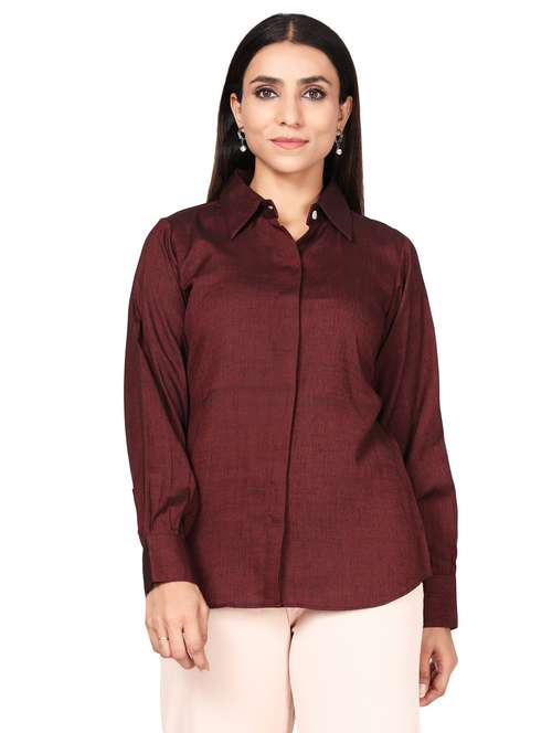 shirt collar solid shirt - 19475206 - Standard Image - 0