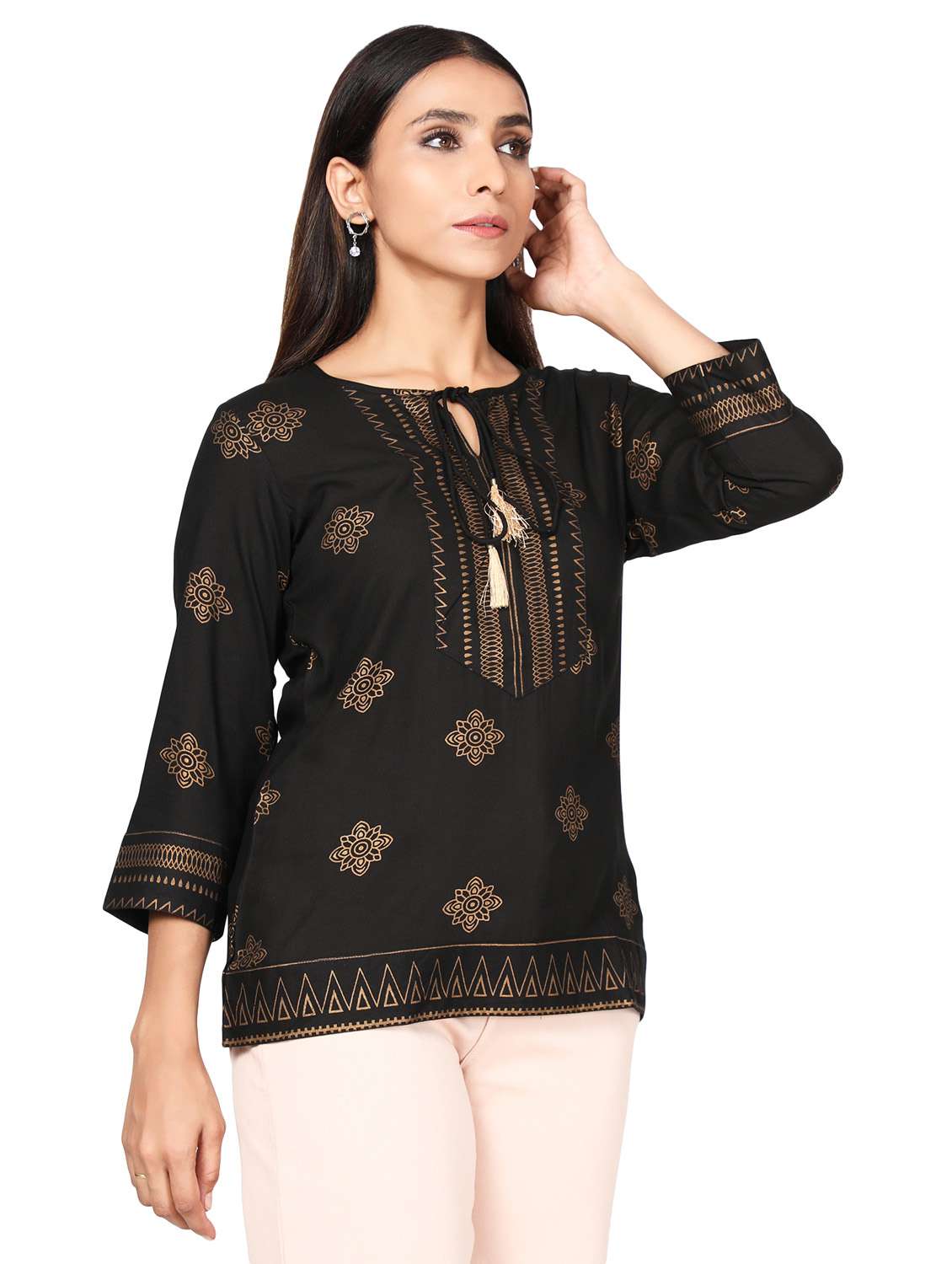 Key Hole Neck A-line Tunic - 19475218 -  Standard Image - 1