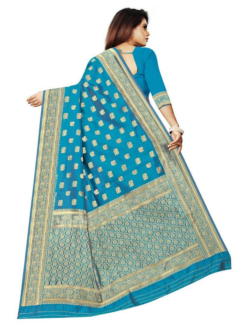 light blue silk blend banarasi saree with blouse - 19475967 -  Standard Image - 1