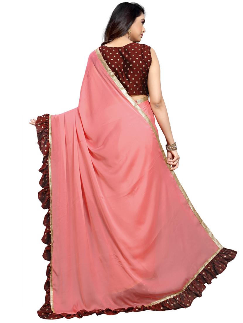 women's bordered royal blue colored saree with blouse - 19476105 - Standard Image - 1