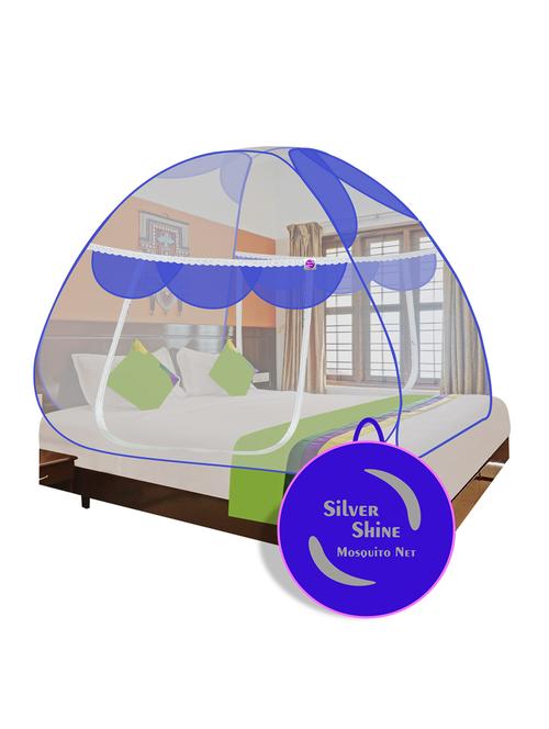 amazing polyester blue color double bed foldable design mosquito net machardani - 19476155 -  Standard Image - 0