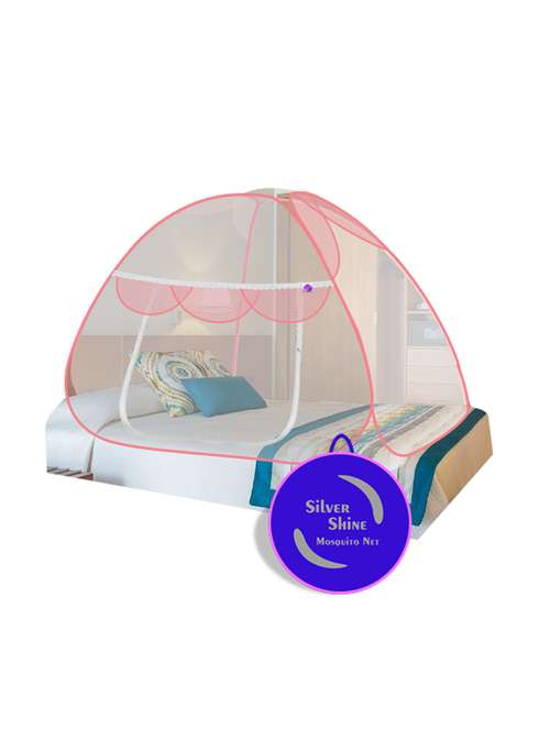 amazing polyester pink color single bed foldable design mosquito net machardani - 19476165 -  Standard Image - 0