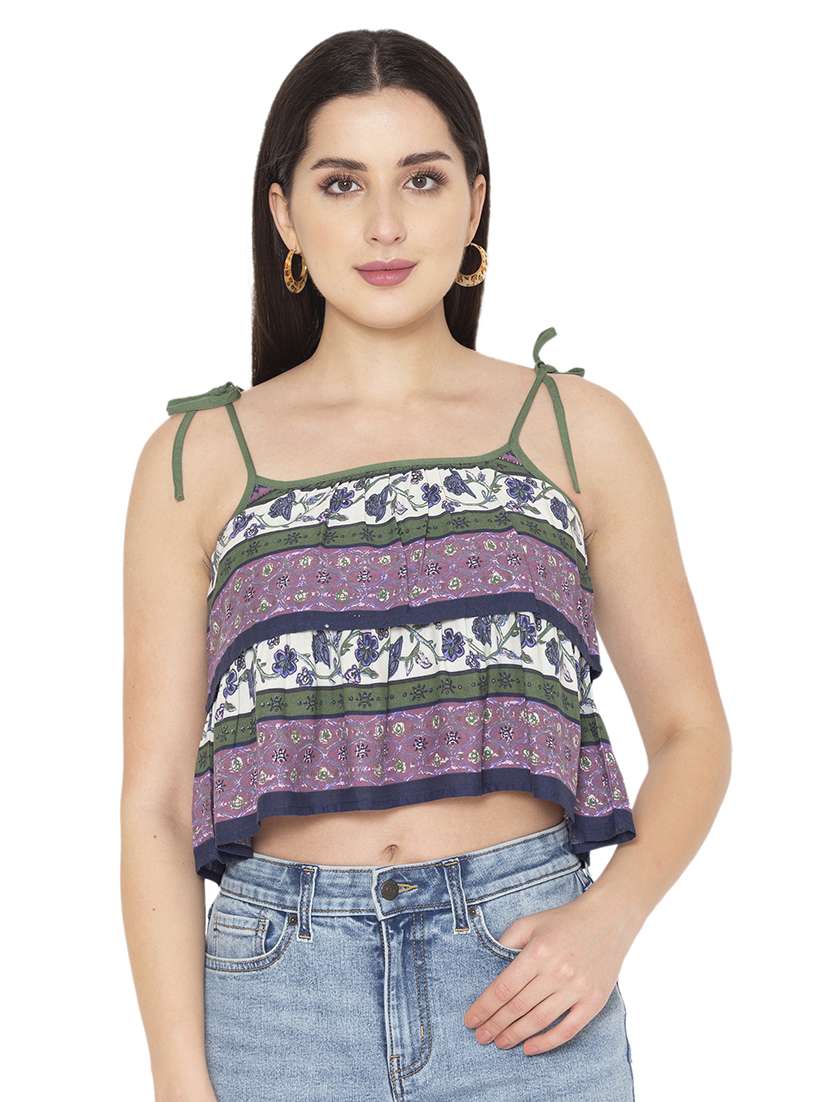 women's crop shoulder strap top