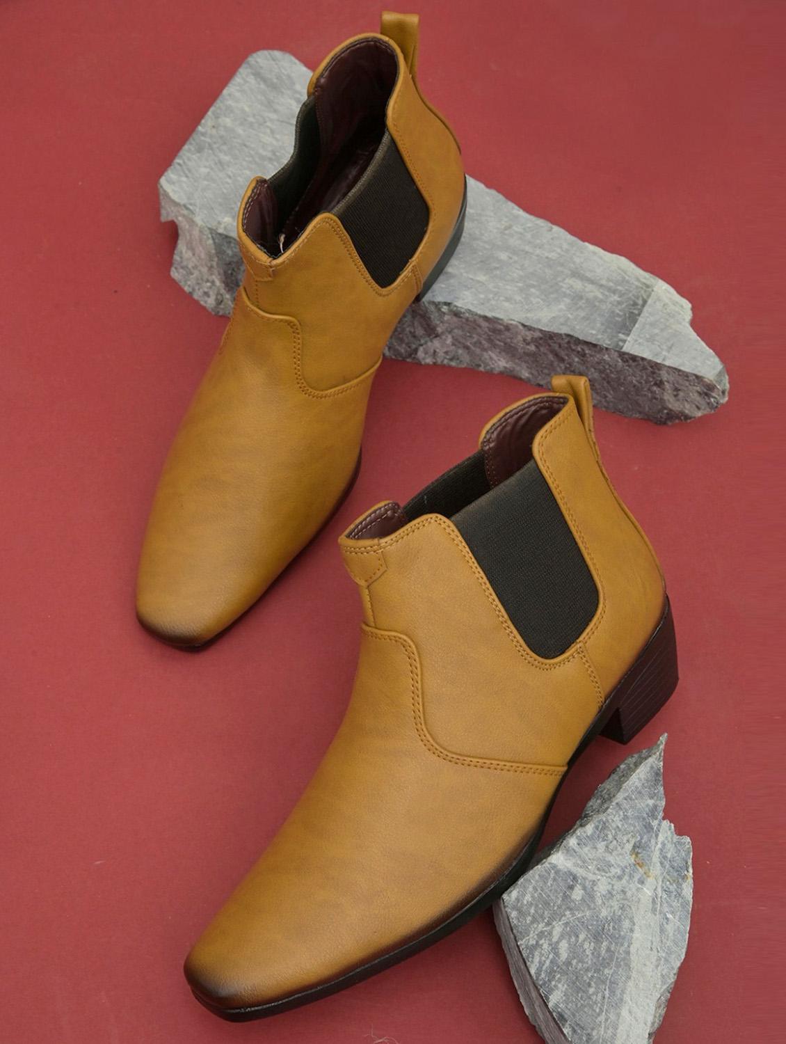yellow synthetic low ankle boots - 19480872 - Standard Image - 4