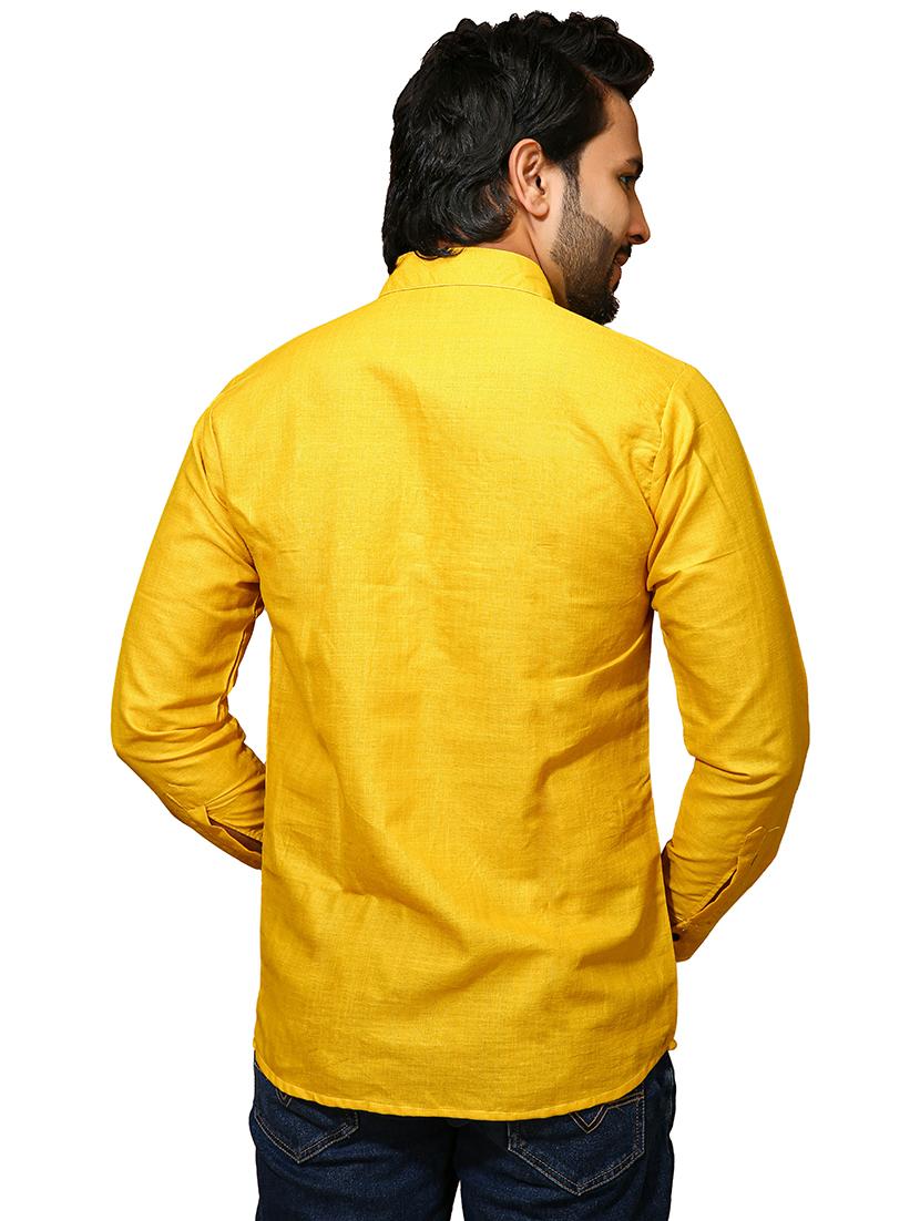 yellow solid short kurta - 19480923 - Standard Image - 1