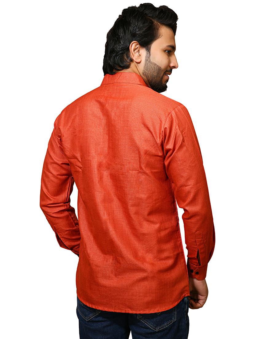 orange solid short kurta - 19480924 - Standard Image - 1
