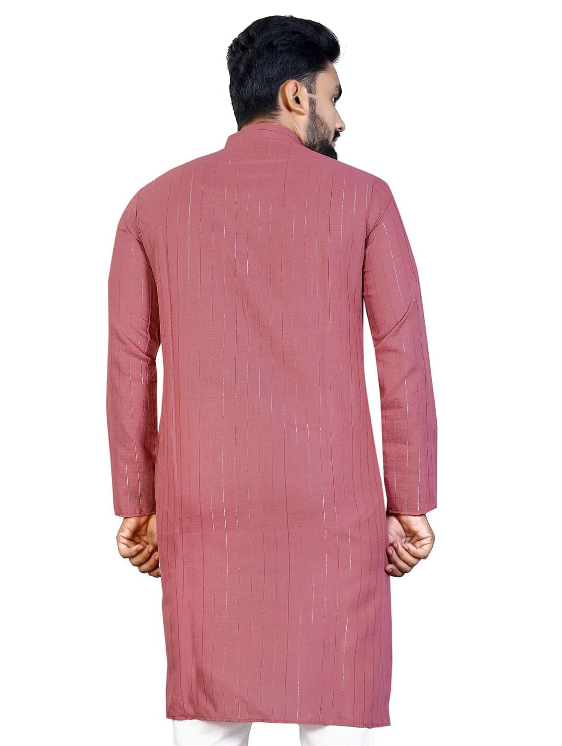 pink solid mandarin neck kurta - 19481105 -  Standard Image - 1